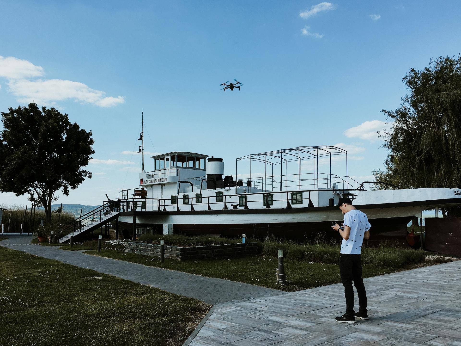 A drone flying under the 2024 EU regulations, symbolizing compliance and safety.